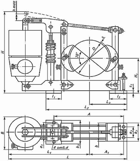 Тормоз колодочный ТКГ (крановый тормоз ТКГ)-200 Тормоз колодочный ТКГ (крановый тормоз ТКГ)